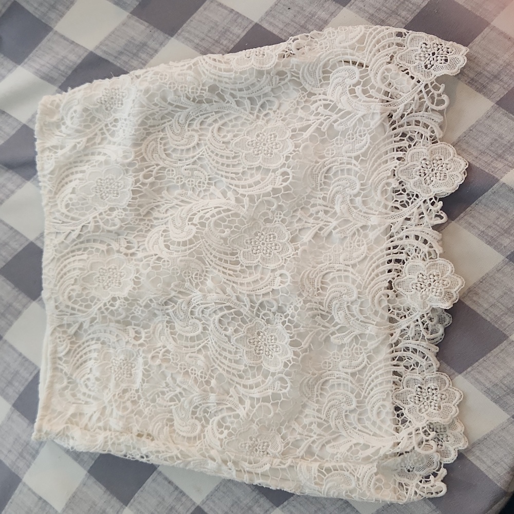 White lace mini skirt